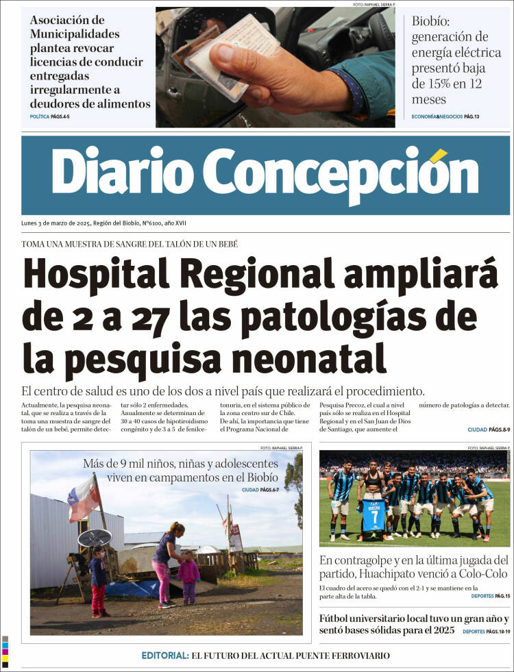 Portada de Diario de Concepción (Chile)