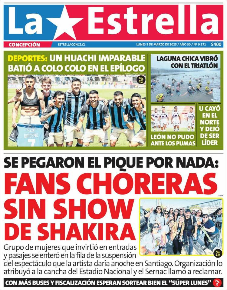 Portada de La Estrella de Concepción (Chile)