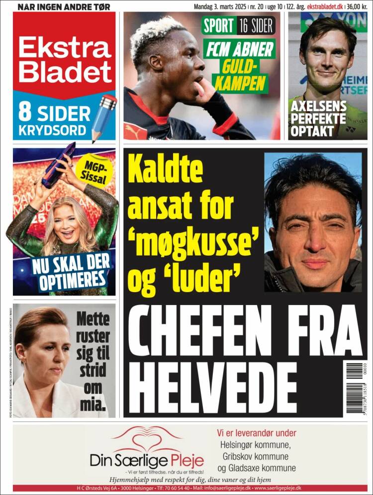 Portada de Ekstra Bladet (Dinamarca)