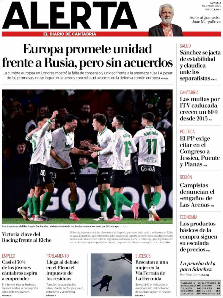 Portada de Alerta - El Diario de Cantabria (España)