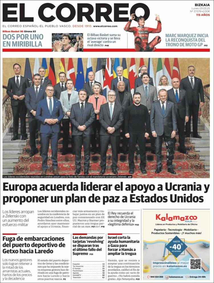 Portada de El Correo (España)