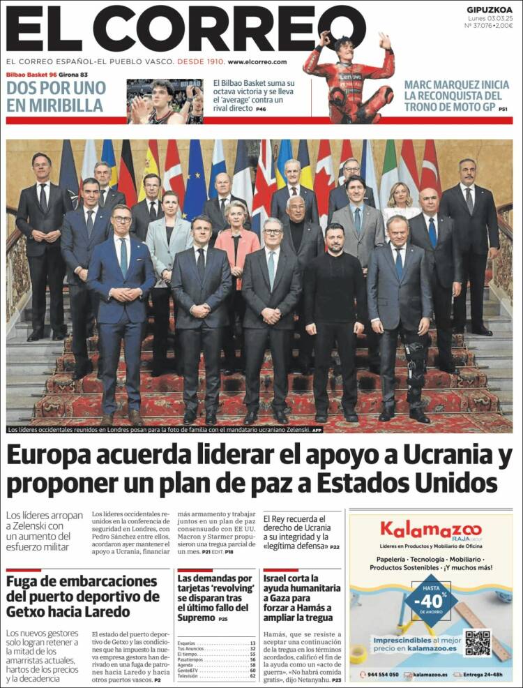 Portada de El Correo - Guipuzcoa (España)