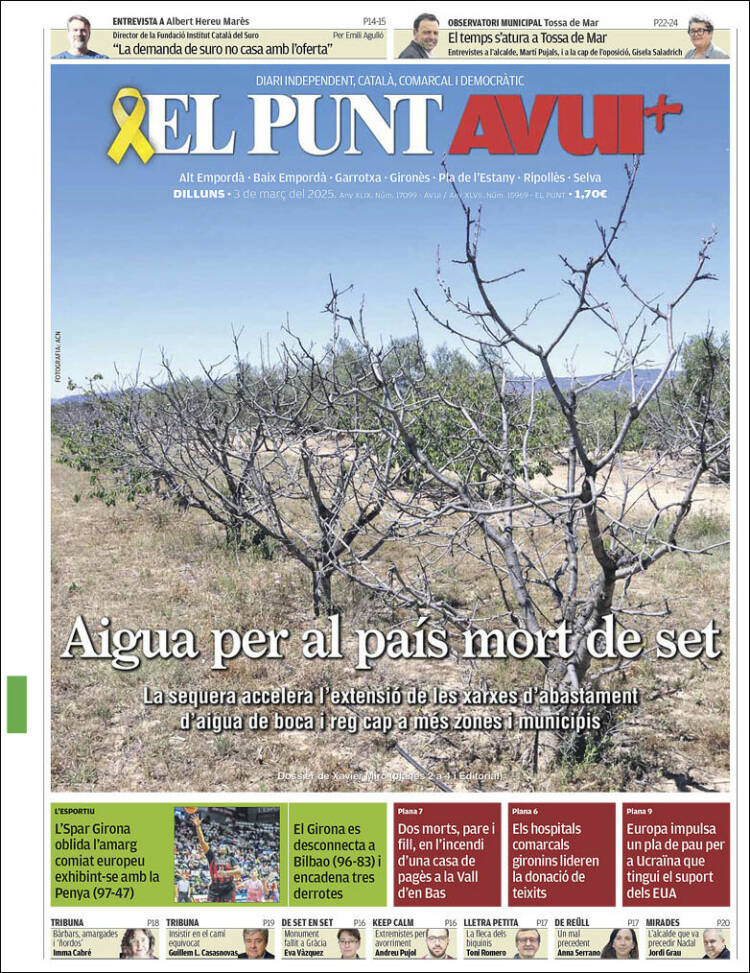 Portada de El Punt Avui - Girona (España)