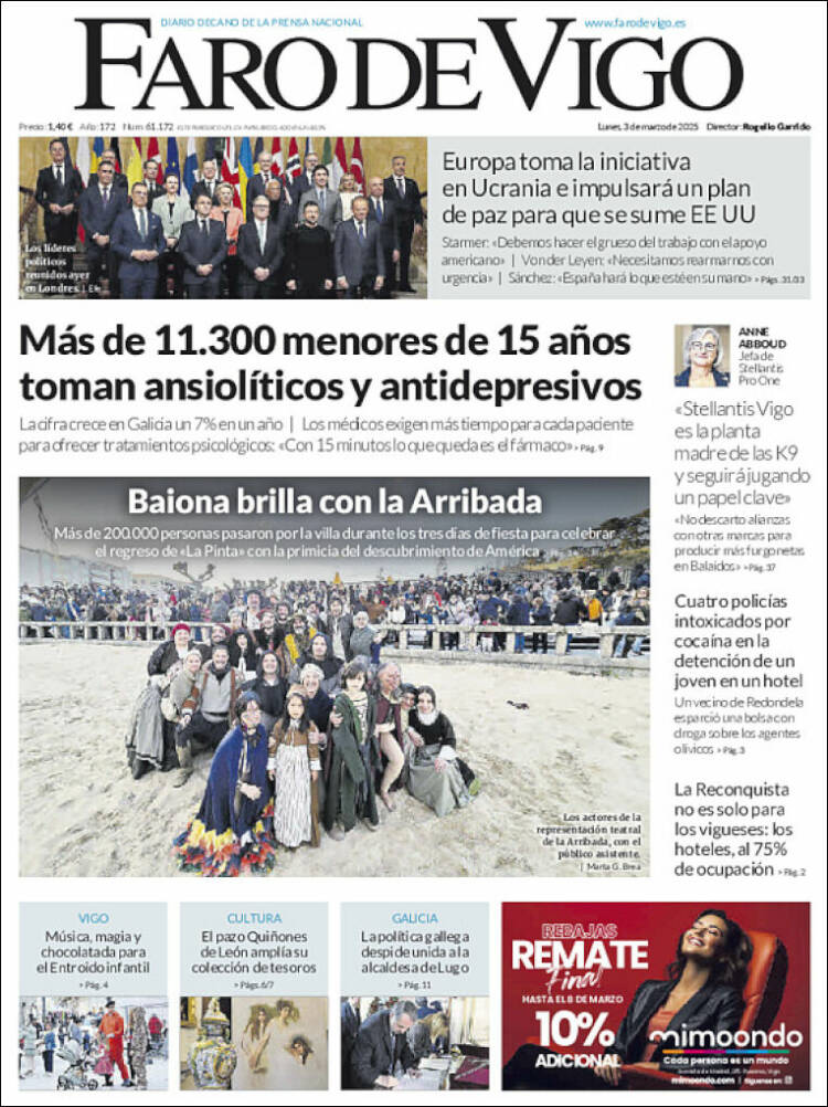 Portada de Faro de Vigo (España)