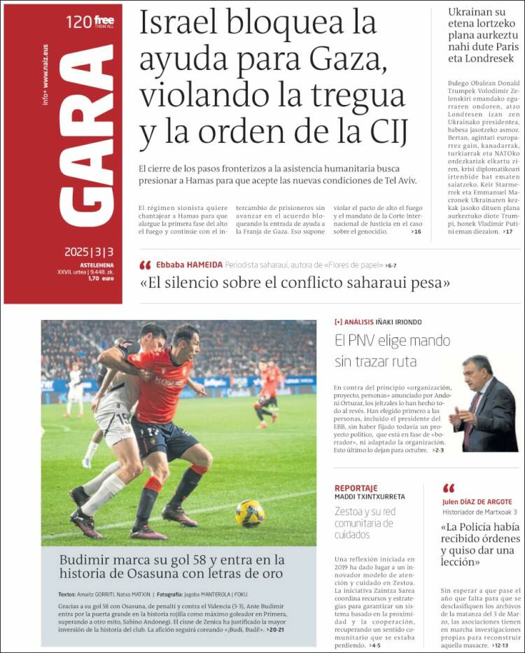 Portada de Gara (España)