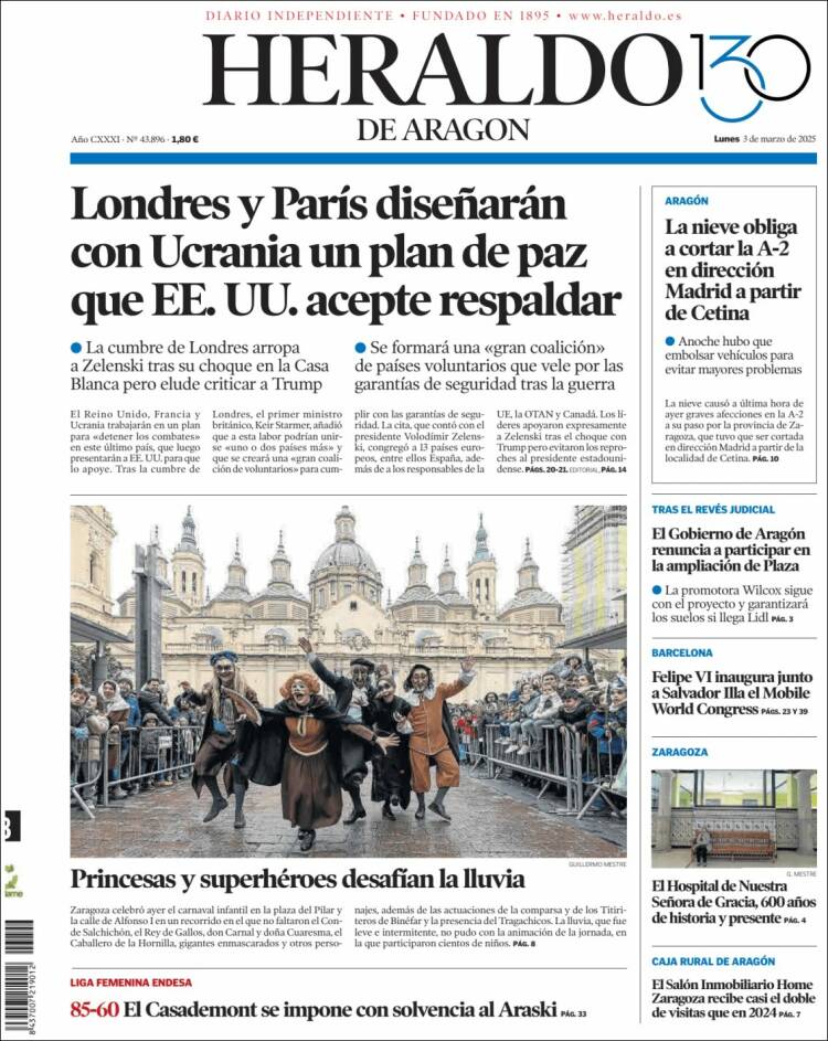Portada de Heraldo de Aragón (España)