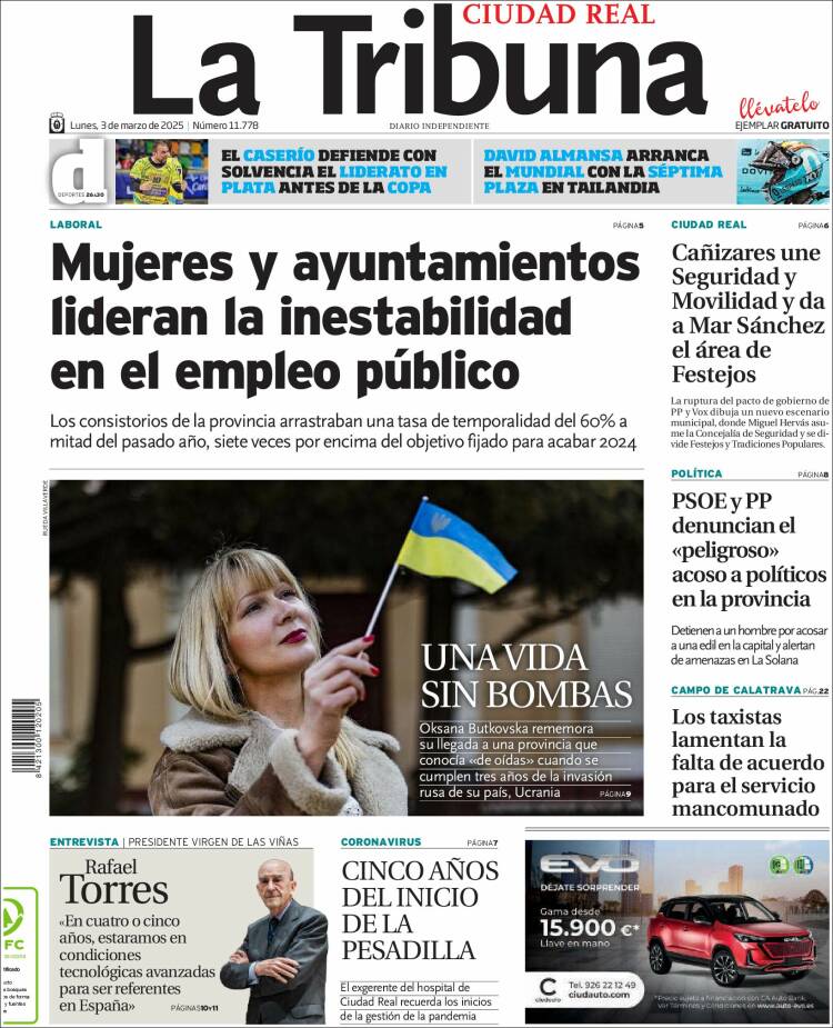 Portada de La Tribuna de Ciudad Real (España)