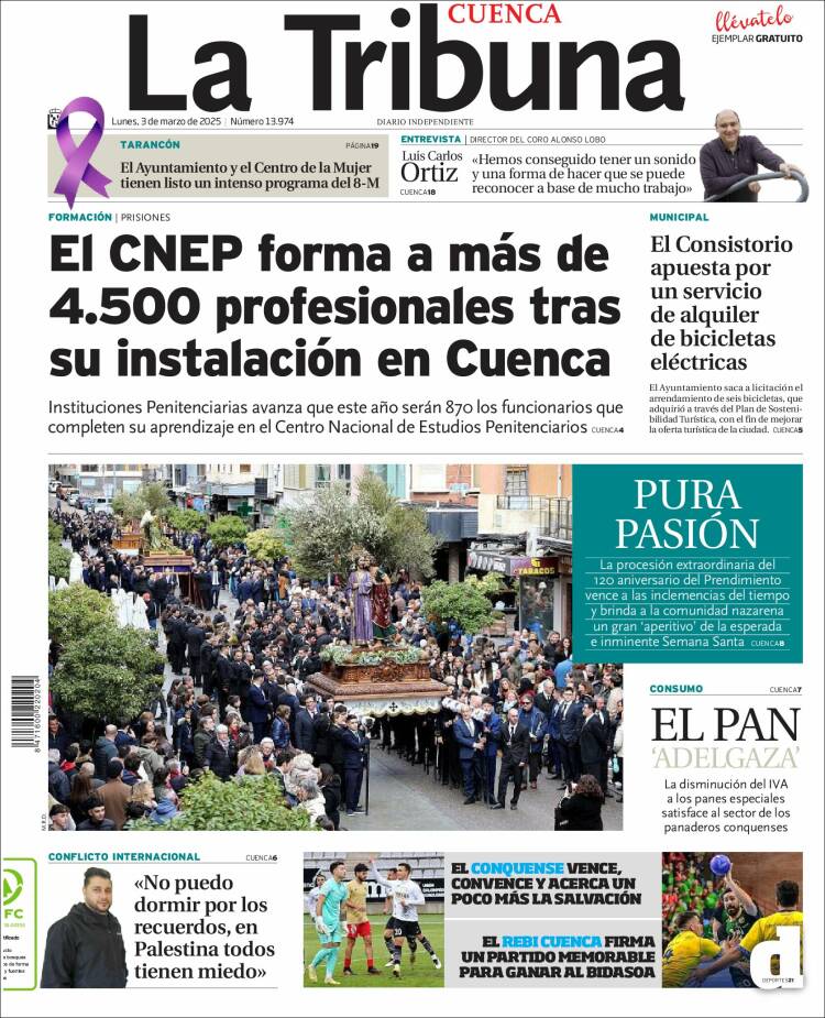 Portada de La Tribuna de Cuenca (España)