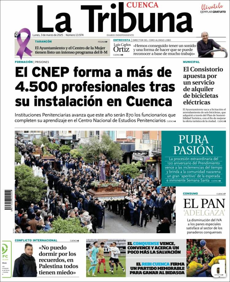 Portada de La Tribuna de Cuenca (España)