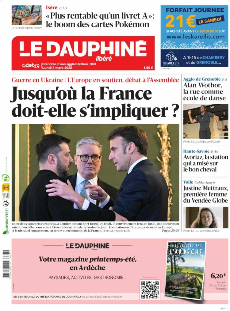 Portada de Le Dauphiné Libéré (Francia)