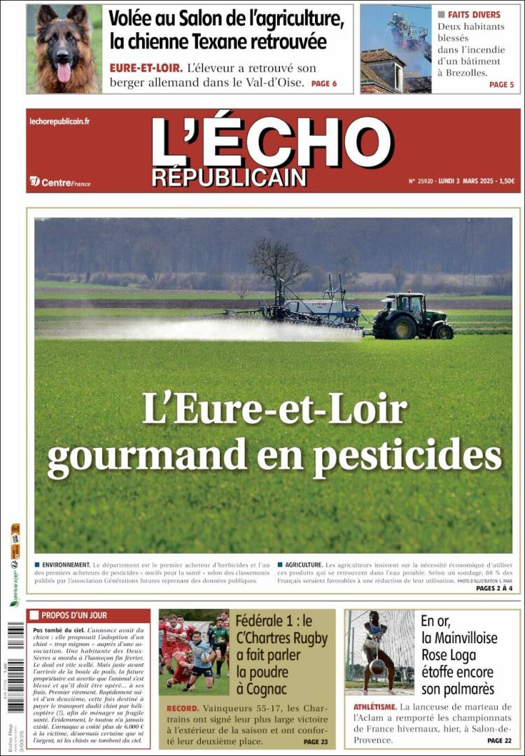 Portada de L'Echo Républicain (Francia)