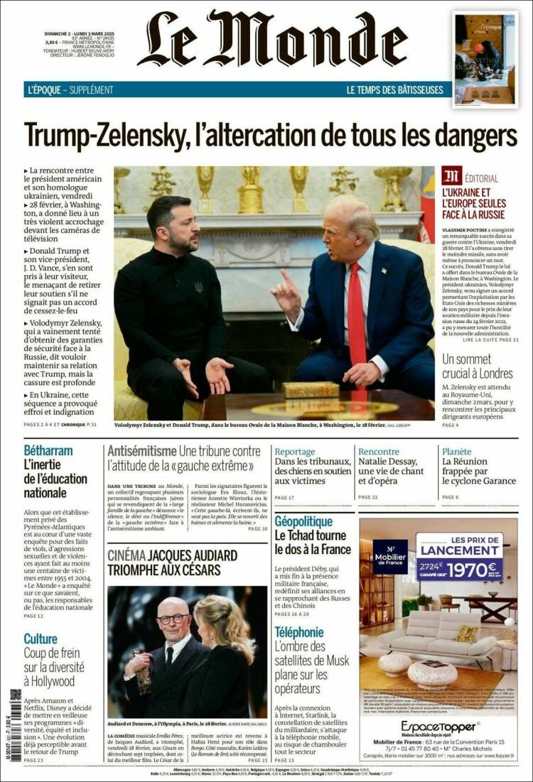 Portada de Le Monde (France)