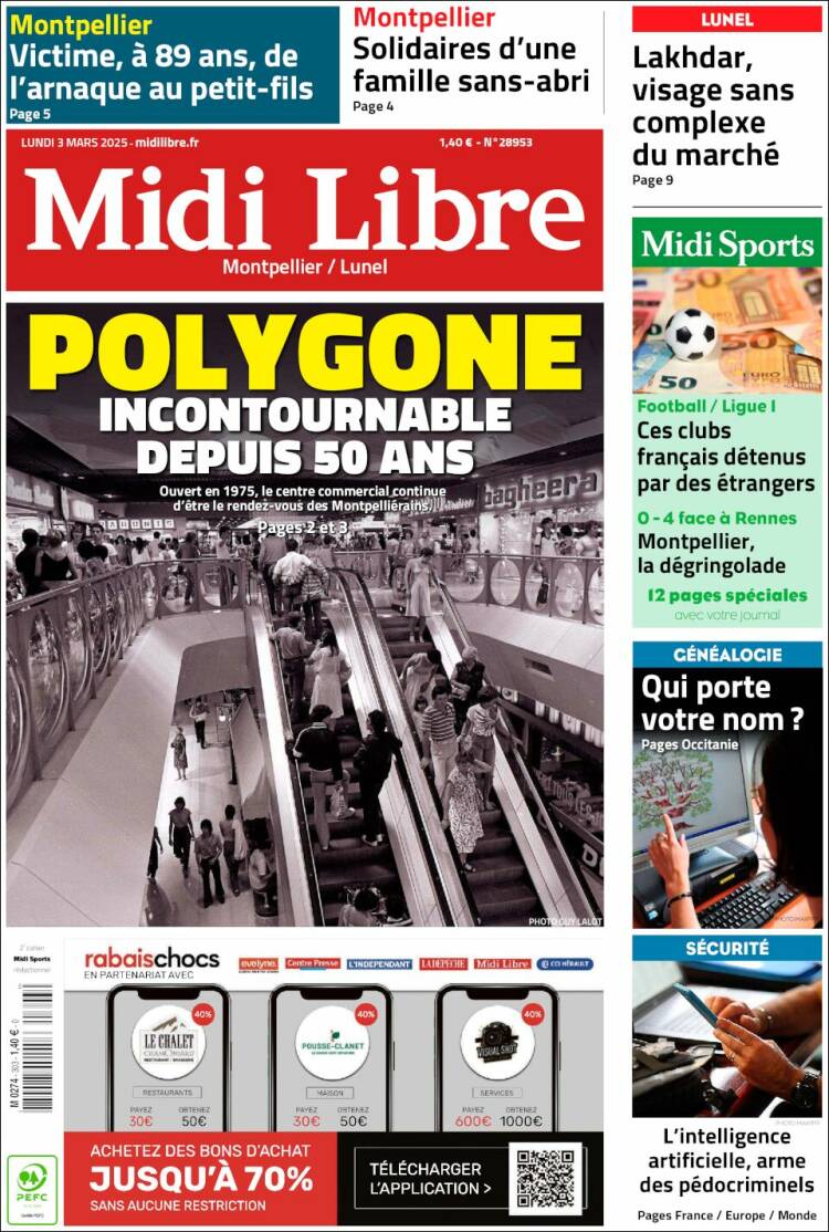 Portada de Midi Libre (Francia)