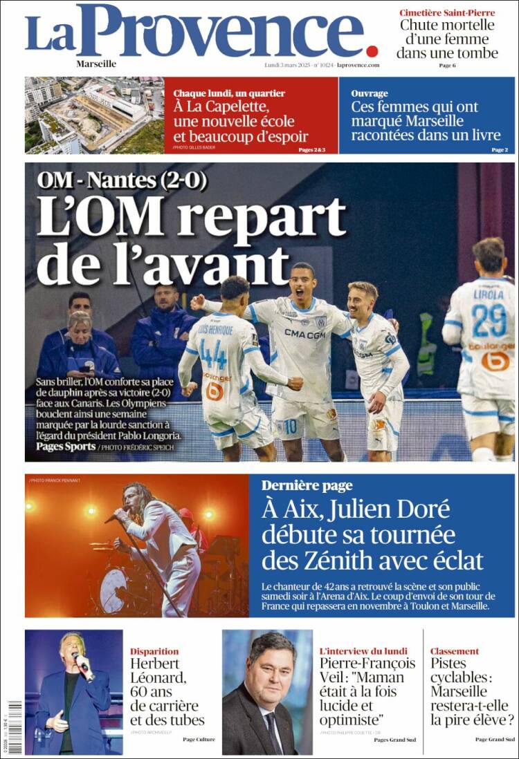 Portada de La Provence (Francia)