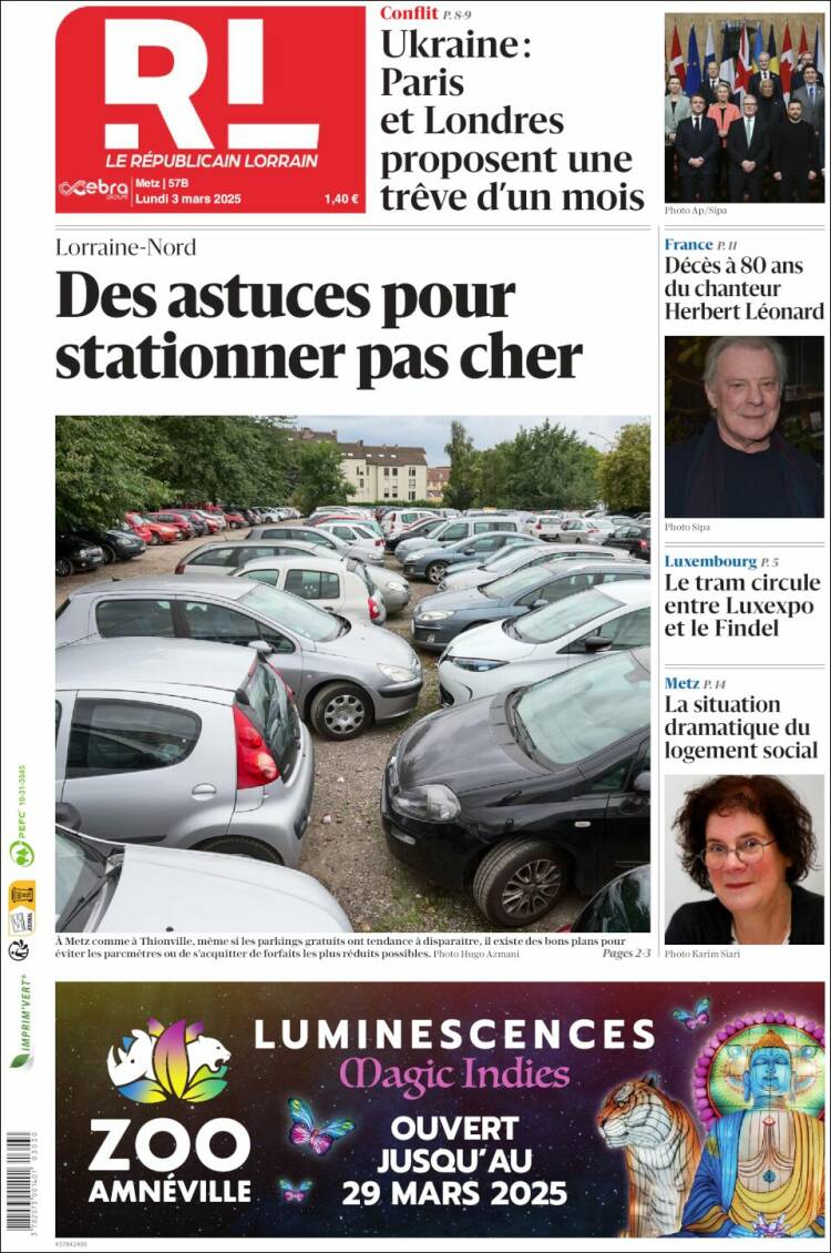 Portada de Le Republicain Lorrain (Francia)