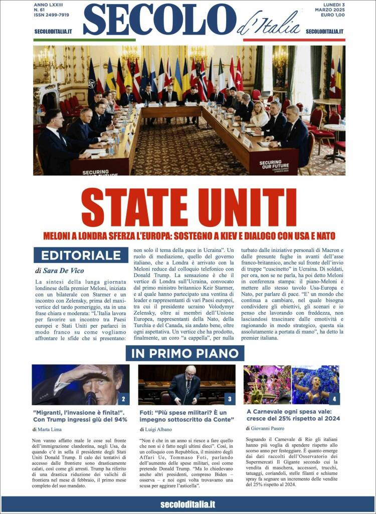 Portada de Secolo d'Italia (Italia)