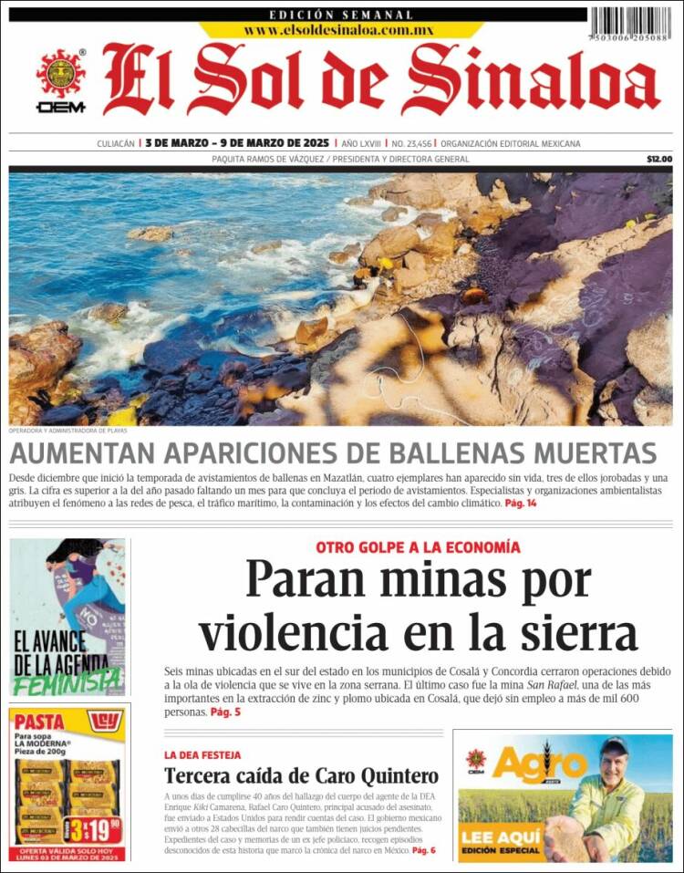 Portada de El Sol de Sinaloa (México)