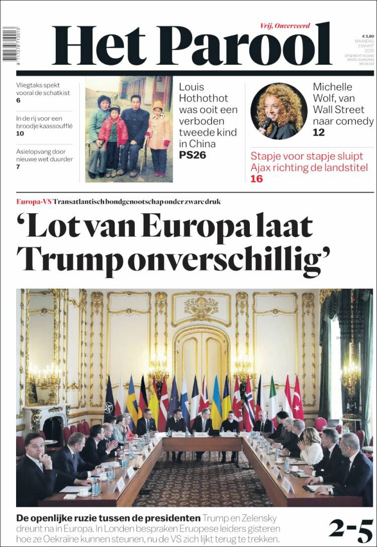 Portada de Het Parool (Pa&iacute;ses Bajos)