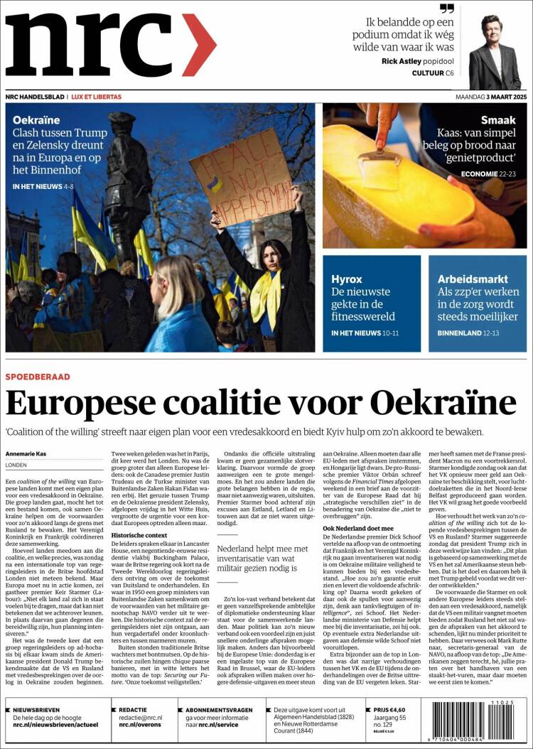 Portada de NRC Handelsblad (Pa&iacute;ses Bajos)