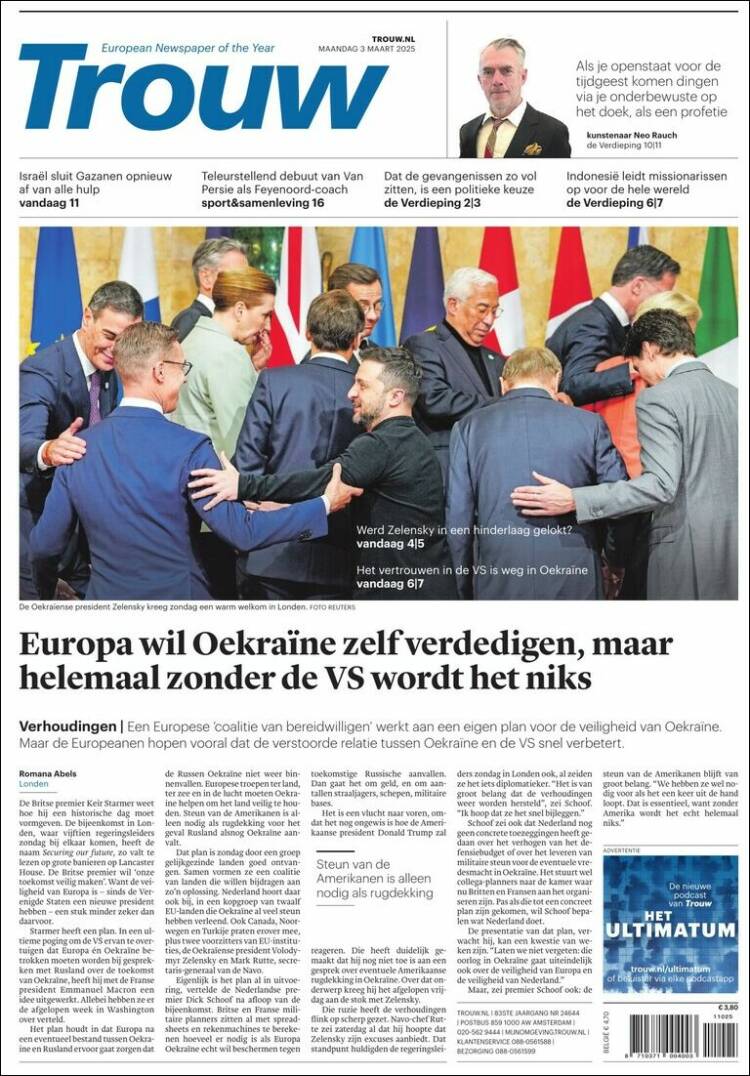 Portada de Trouw (Pa&iacute;ses Bajos)