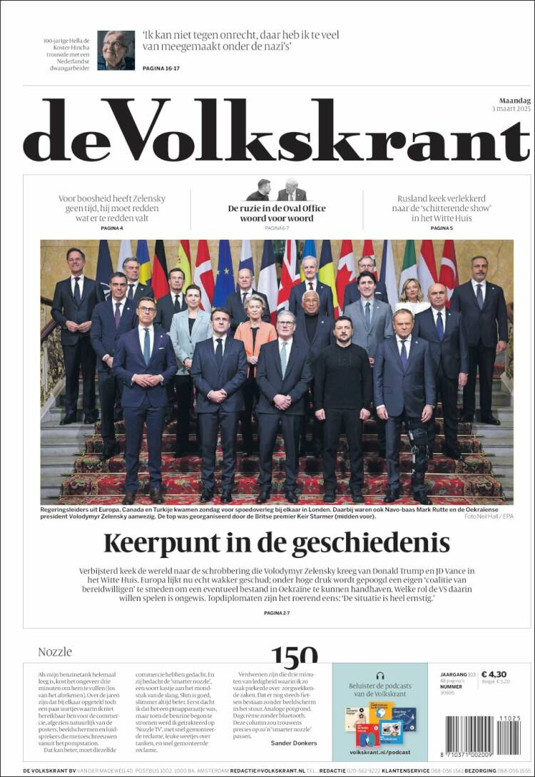 Portada de De Volkskrant (Pa&iacute;ses Bajos)
