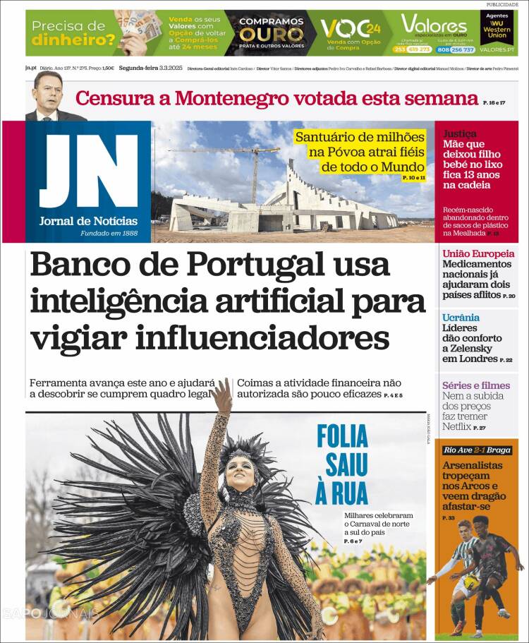 Portada de Jornal de Notícias (Portugal)