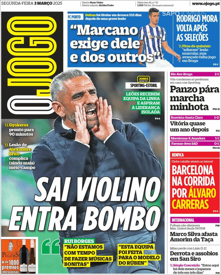 Portada de O Jogo (Portugal)