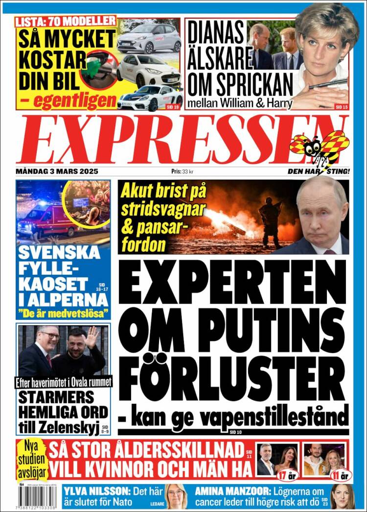 Portada de Expressen (Suecia)