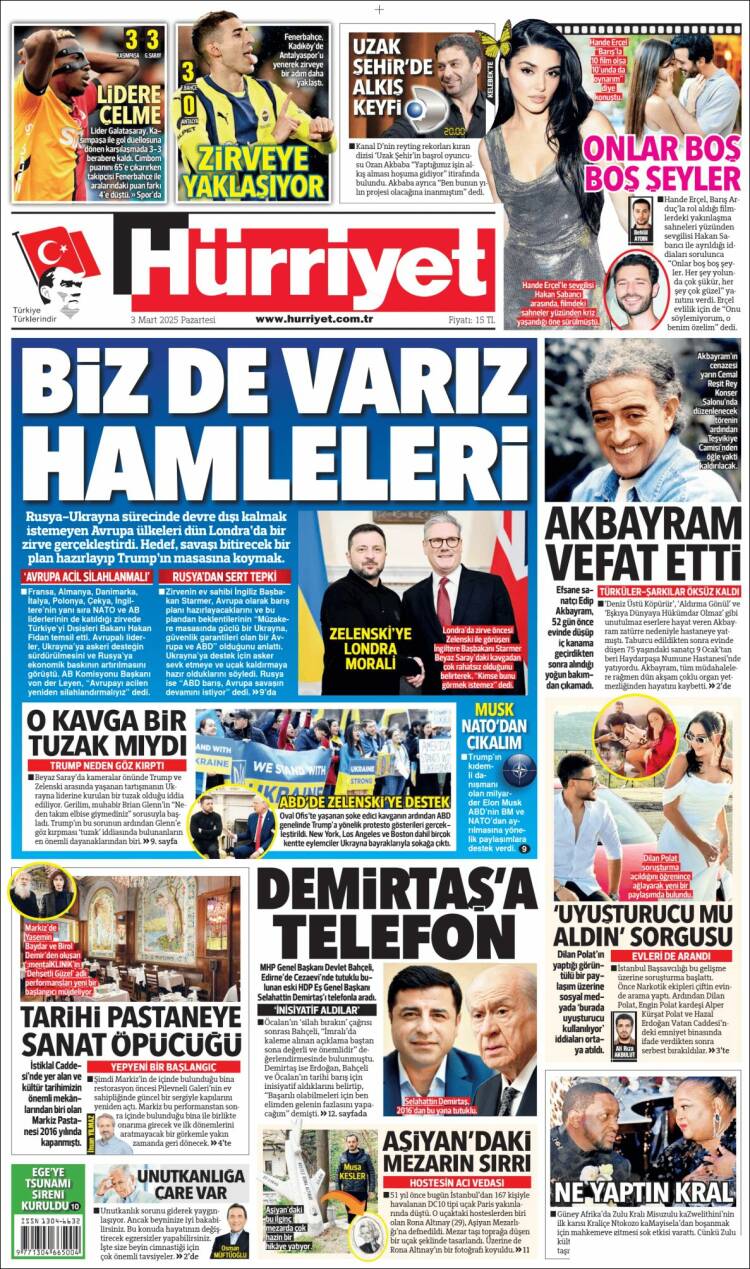Portada de Hürriyet (Turqu&iacute;a)