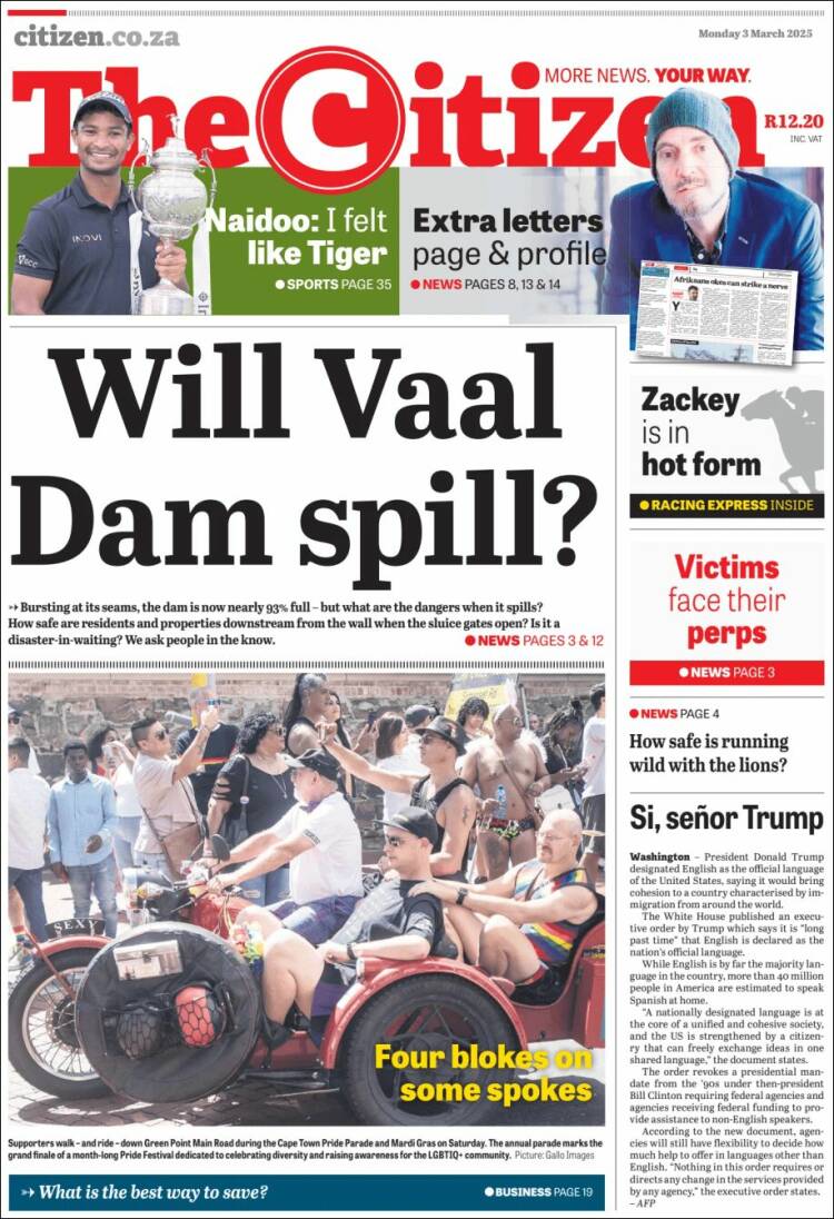 Portada de The Citizen (Sud&aacute;frica)