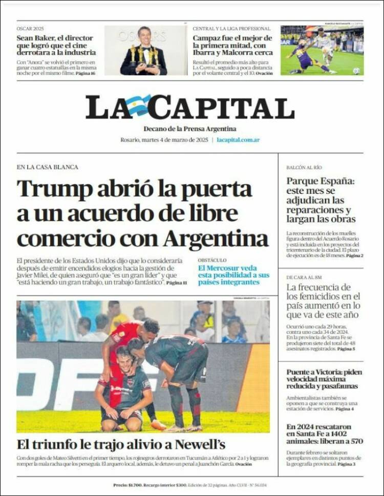 Portada de La Capital - Rosario (Argentina)