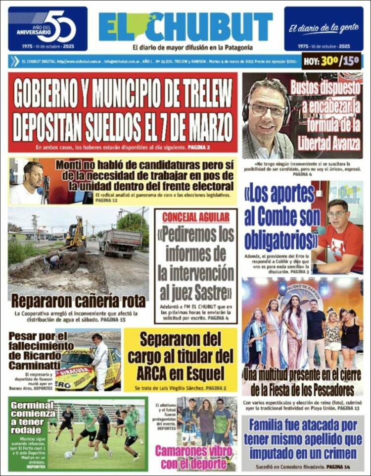 Portada de El Chubut (Argentina)