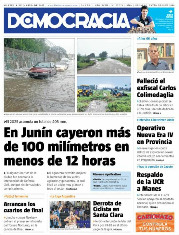 Portada de Diario Democracia (Argentina)