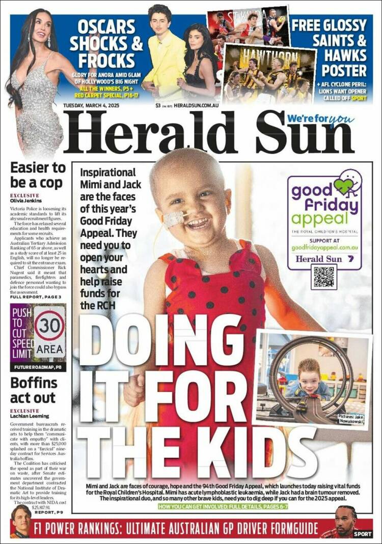 Portada de Herald Sun (Australia)