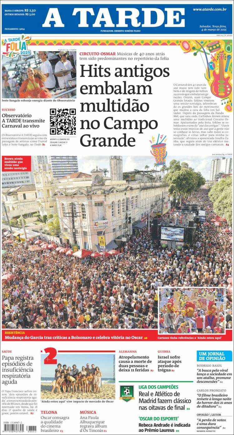 Portada de Diário A Tarde (Brasil)