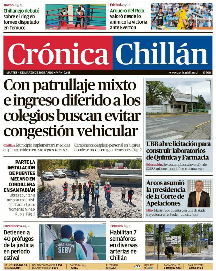 Portada de Crónica Chillán (Chile)
