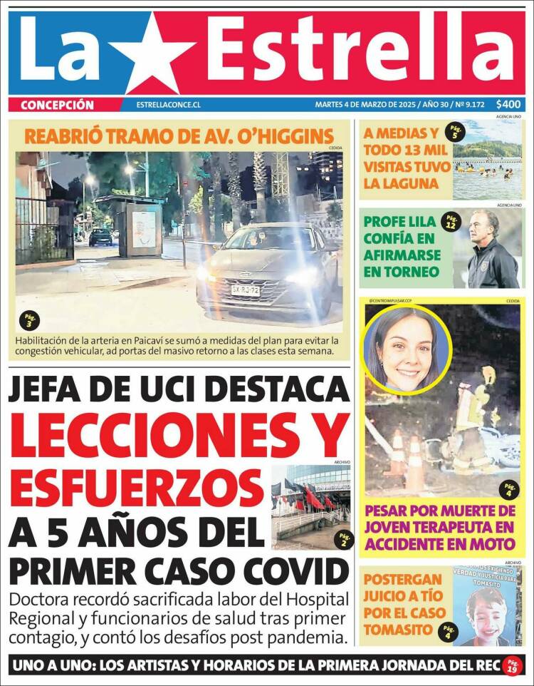 Portada de La Estrella de Concepción (Chile)
