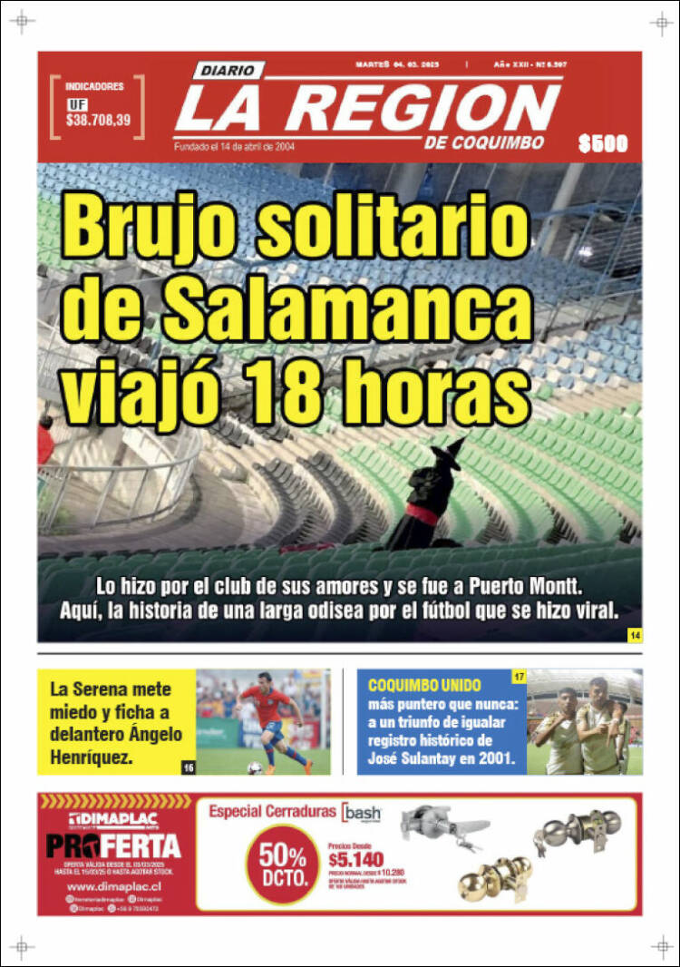 Portada de Diario La Región de Coquimbo (Chile)