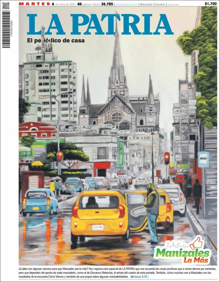 Portada de La Patria (Colombia)