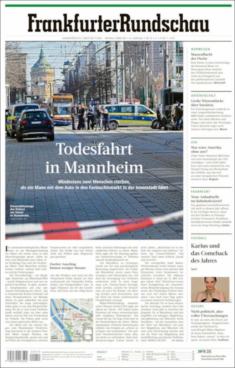 Portada de Frankfurter Rundschau (Alemania)
