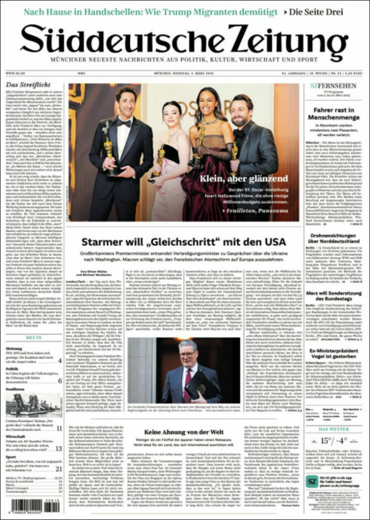 Portada de Sueddeutsche (Alemania)