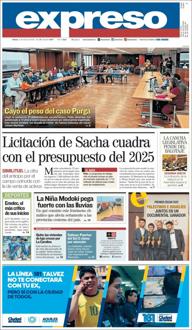 Portada de Expreso (Ecuador)