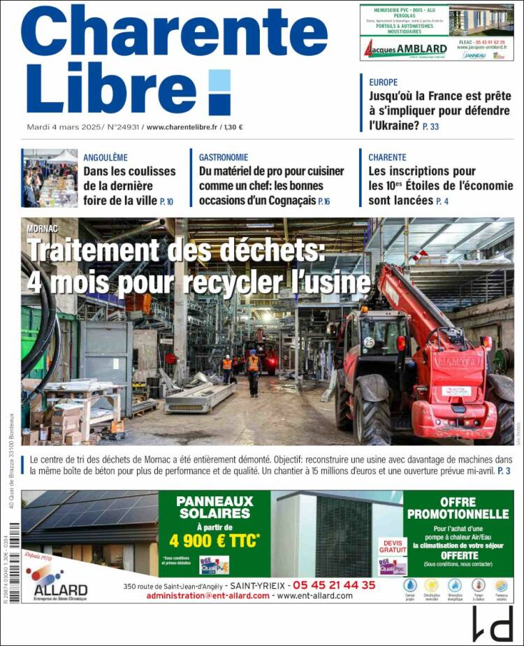 Portada de Charente Libre (Francia)