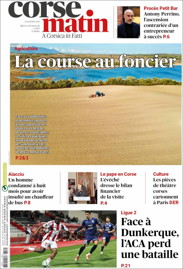 Portada de Corse-Matin (Francia)