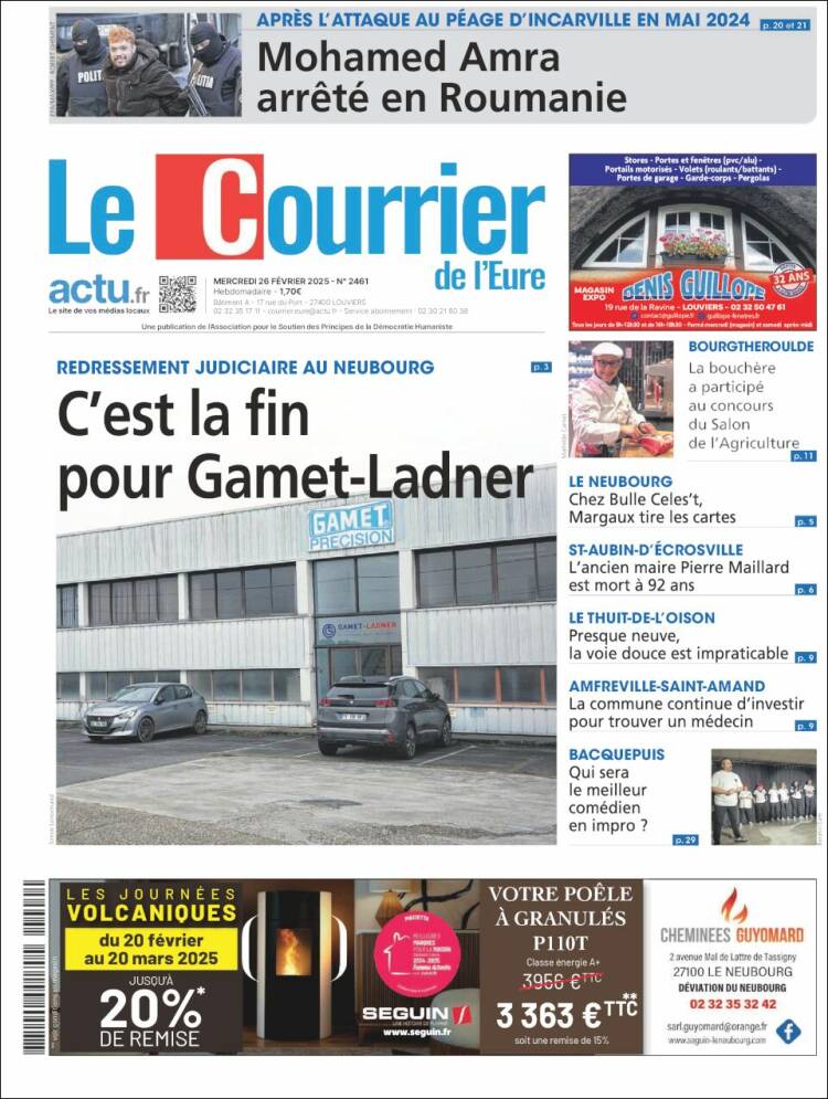 Portada de Le Courrier de l'Ouest (Francia)