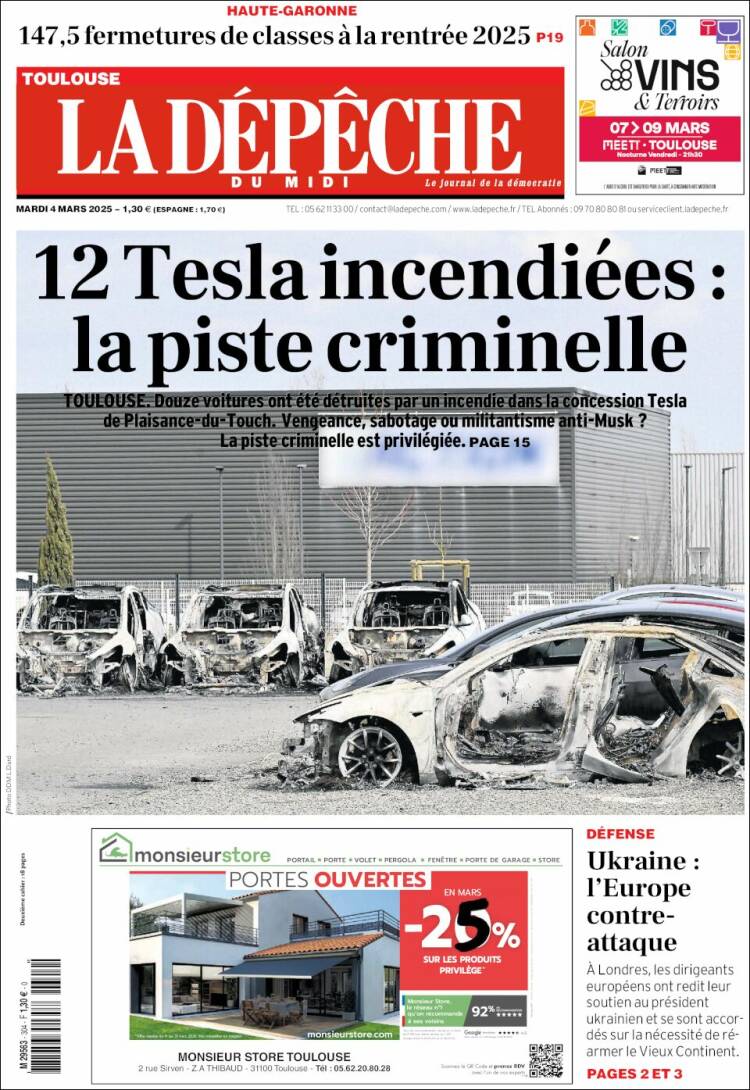 Portada de La Dépêche du Midi (Francia)