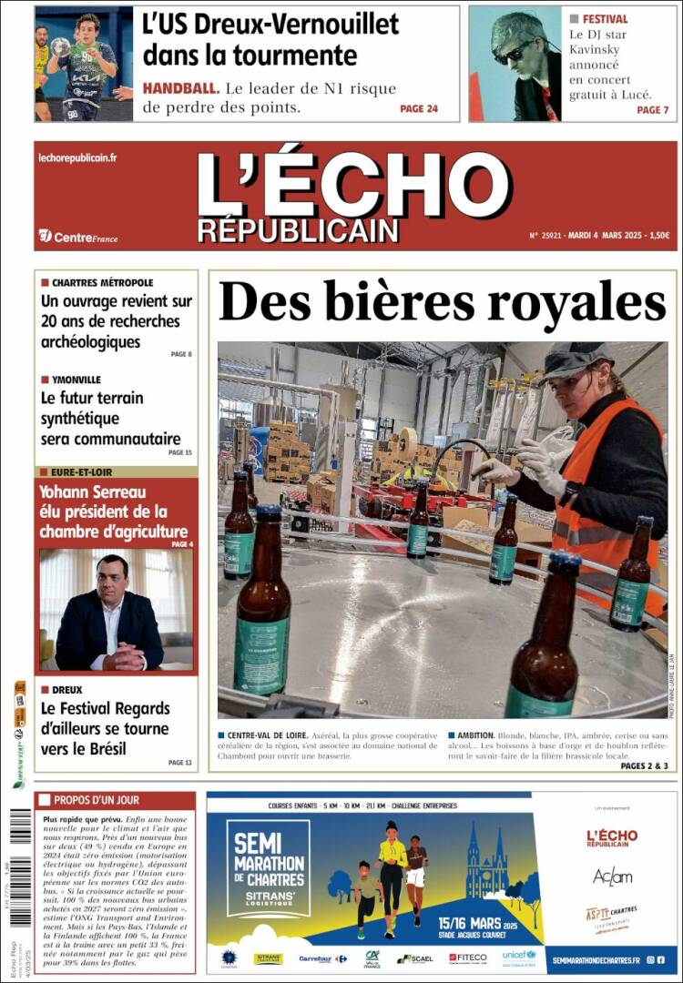 Portada de L'Echo Républicain (Francia)
