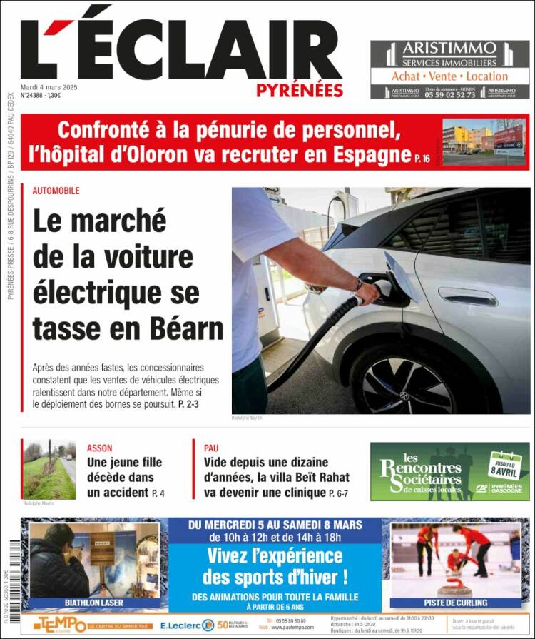 Portada de L'Eclair des Pyrénées (Francia)