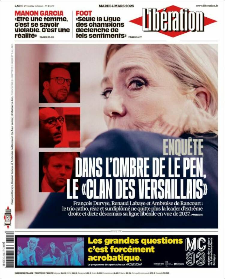 Portada de Libération (Francia)