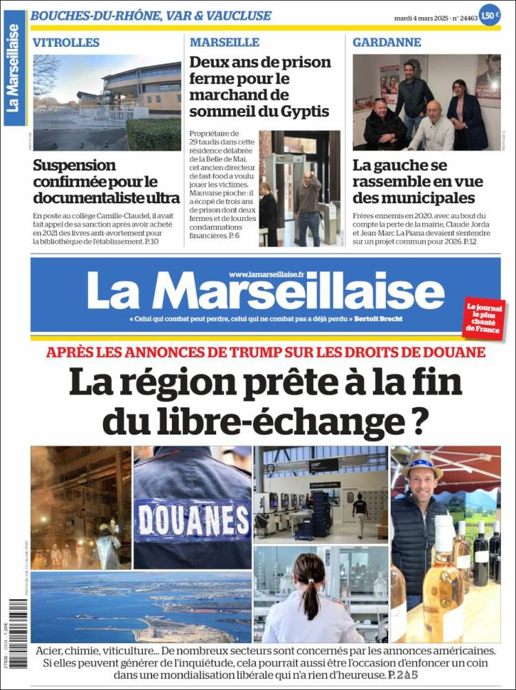 Portada de La Marseillaise (Francia)